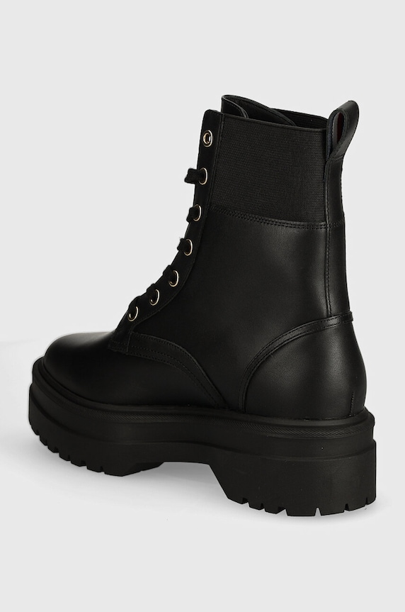 Obuv Členkové topánky Tommy Hilfiger LEATHER ELASTIC RIB LACEUP FW0FW08440 čierna