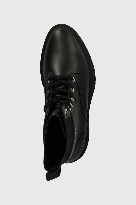 Členkové topánky Tommy Hilfiger LEATHER ELASTIC RIB LACEUP čierna FW0FW08440