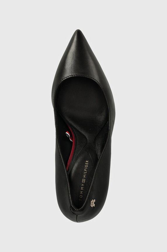 Kožne salonke Tommy Hilfiger BLOCK HEEL POINTED PUMP LEATHER crna FW0FW08149