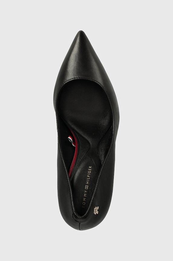 Kožne salonke Tommy Hilfiger BLOCK HEEL POINTED PUMP LEATHER crna FW0FW08149