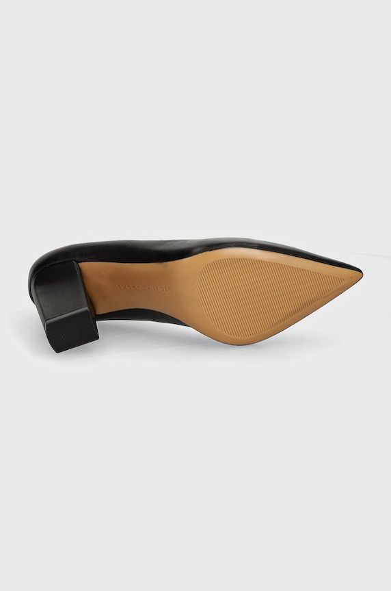 Kožne salonke Tommy Hilfiger BLOCK HEEL POINTED PUMP LEATHER FW0FW08149 crna
