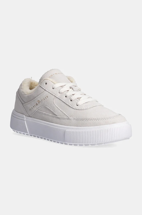 Tommy Hilfiger sneakersy zamszowe SUEDE VULC WINTER SNEAKER LO platforma beżowy FW0FW08107