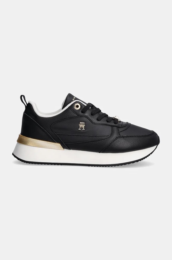 Δερμάτινα sneakers Tommy Hilfiger FEMININE RUNNER FW0FW08117 μαύρο NC24