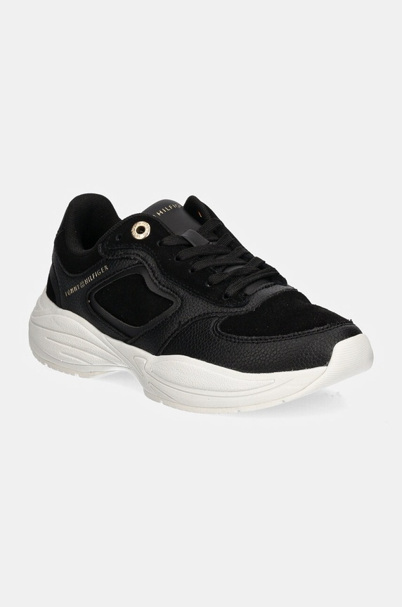 Tommy Hilfiger sneakersy skórzane CHUNKY RUNNER skóra zamszowa czarny FW0FW08130