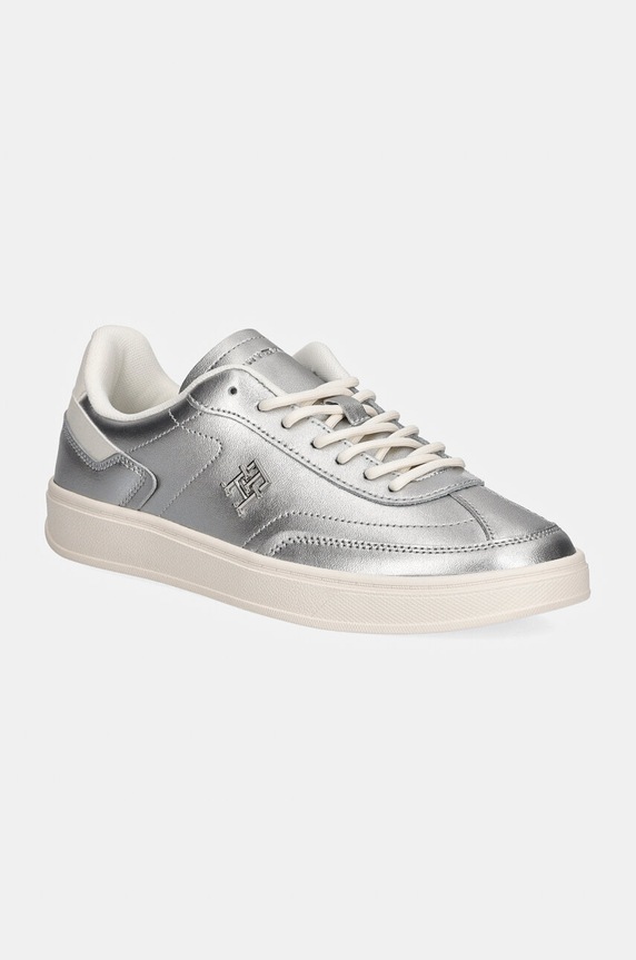 Tommy Hilfiger sneakersy skórzane TH HERITAGE SNEAKER METALLICS płaska srebrny FW0FW08344