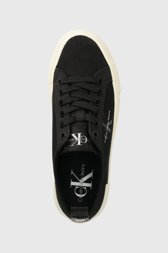 Calvin Klein Jeans tenisówki BOLD VULC FLATF LOW LACE MIX MTL czarny YW0YW01465