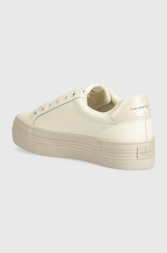 Obuv Kožené tenisky Calvin Klein Jeans VULC FLATFORM LACEUP LTH YW0YW01474 béžová