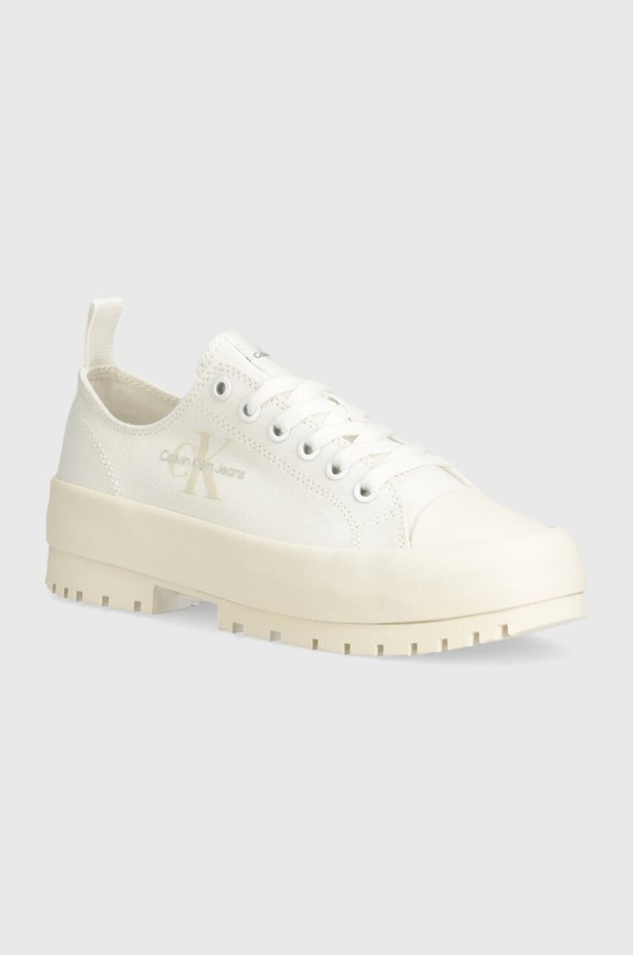 Tenisky Calvin Klein Jeans LUGGED HYBRID LACEUP ML MTR Planet friendly bílá YW0YW01505