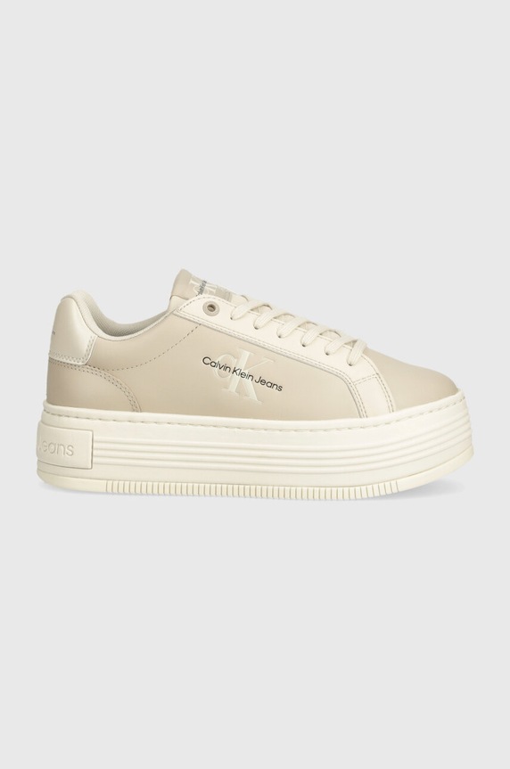 Sneakers boty Calvin Klein Jeans BOLD PLATF LOW LACE LTH ML MTL YW0YW01516 béžová AW24