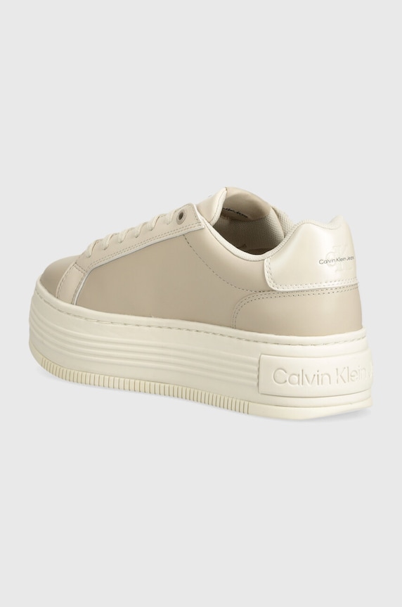 Boty Sneakers boty Calvin Klein Jeans BOLD PLATF LOW LACE LTH ML MTL YW0YW01516 béžová