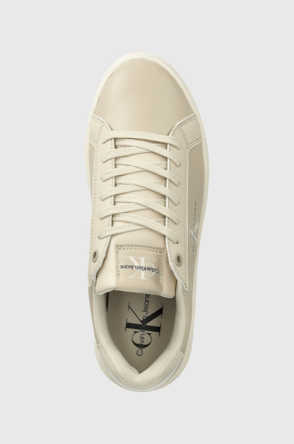 Sneakers boty Calvin Klein Jeans BOLD PLATF LOW LACE LTH ML MTL béžová YW0YW01516