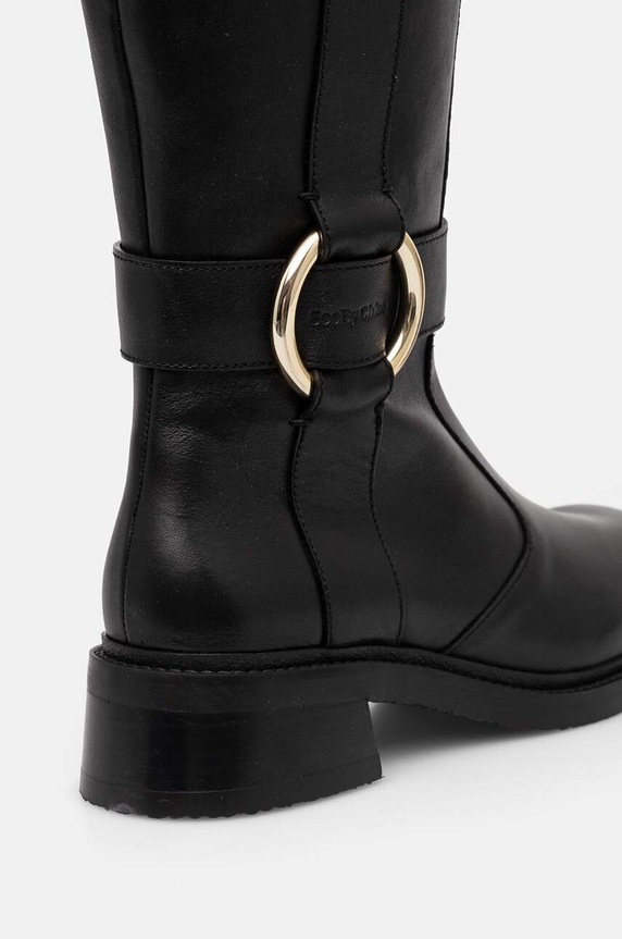Scarpe See by Chloé stivali in pelle New Ring Line SB43002A.999 nero
