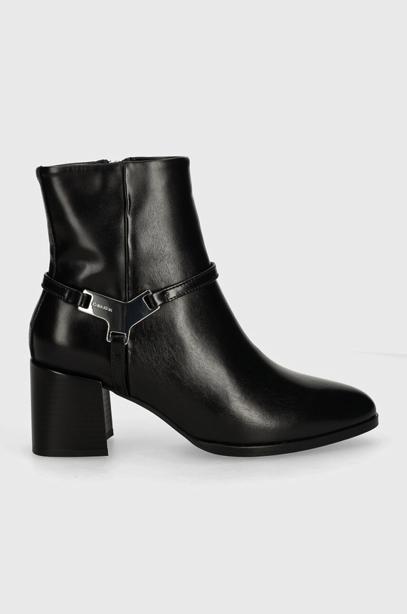 Calvin Klein botki skórzane ANKLE BOOT 55 W/HW LTH HW0HW02095 czarny AW24