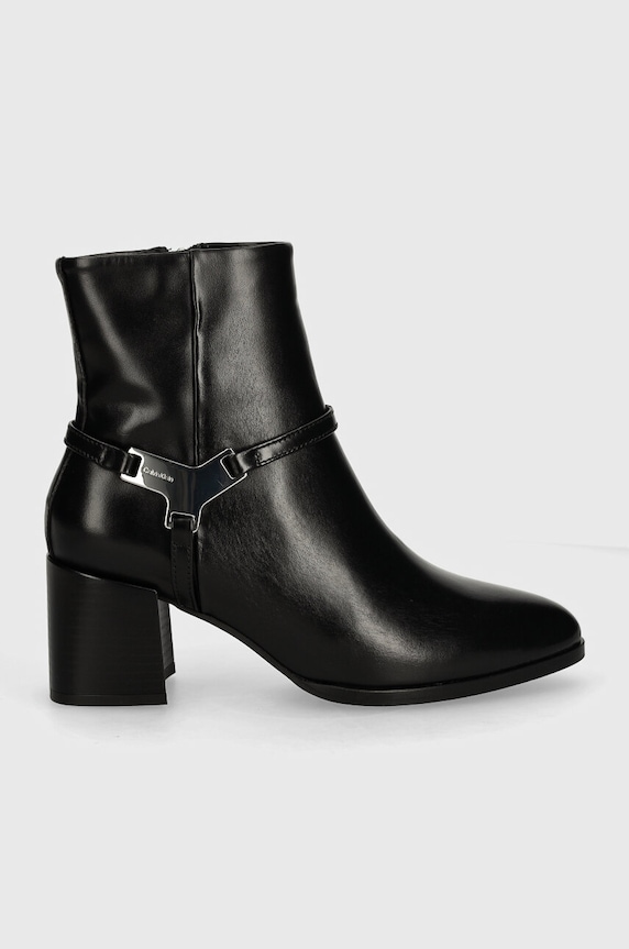 Calvin Klein botki skórzane ANKLE BOOT 55 W/HW LTH HW0HW02095 czarny AW24
