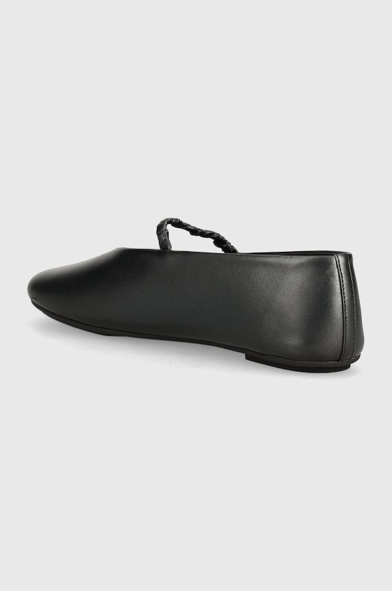 Obuwie Calvin Klein baleriny skórzane BALLERINA W/STRAP PEARL LTH HW0HW02136 czarny