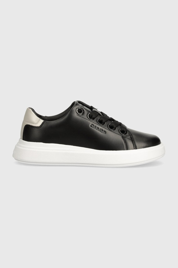 Calvin Klein sneakersy skórzane CUPSOLE LACE UP LTH HW0HW02085 czarny AW24