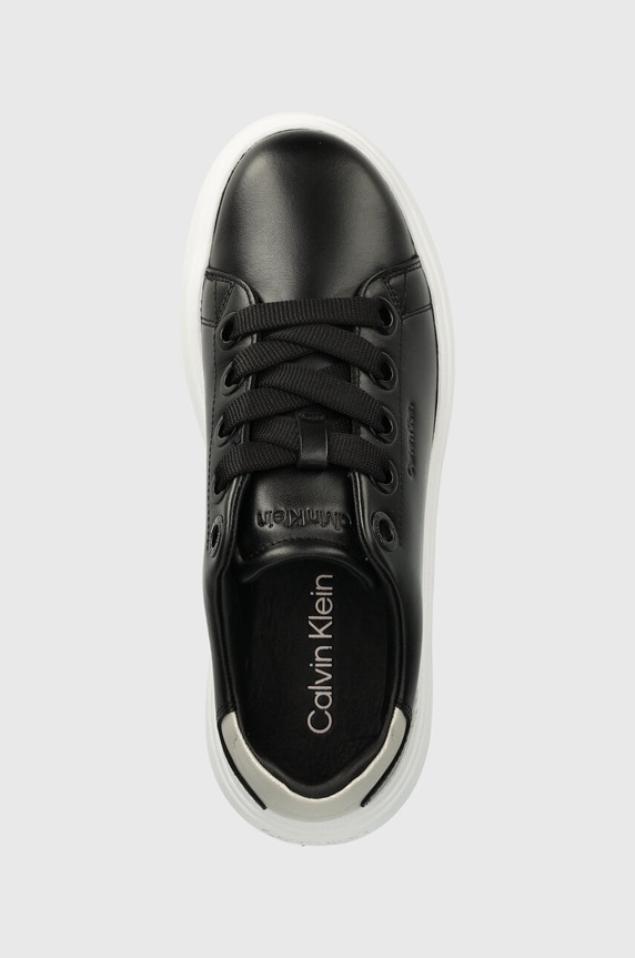 Calvin Klein sneakersy skórzane CUPSOLE LACE UP LTH czarny HW0HW02085