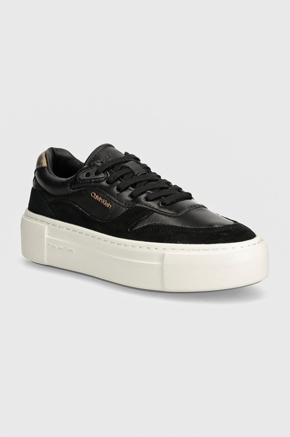 Sneakers boty Calvin Klein FF CUPSOLE LACE UP W/ML MIX M přírodní kůže černá HW0HW02125