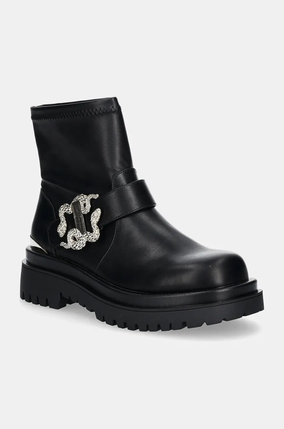 Just Cavalli botki imitacja skóry licowej czarny 77RA3S95ZS984899