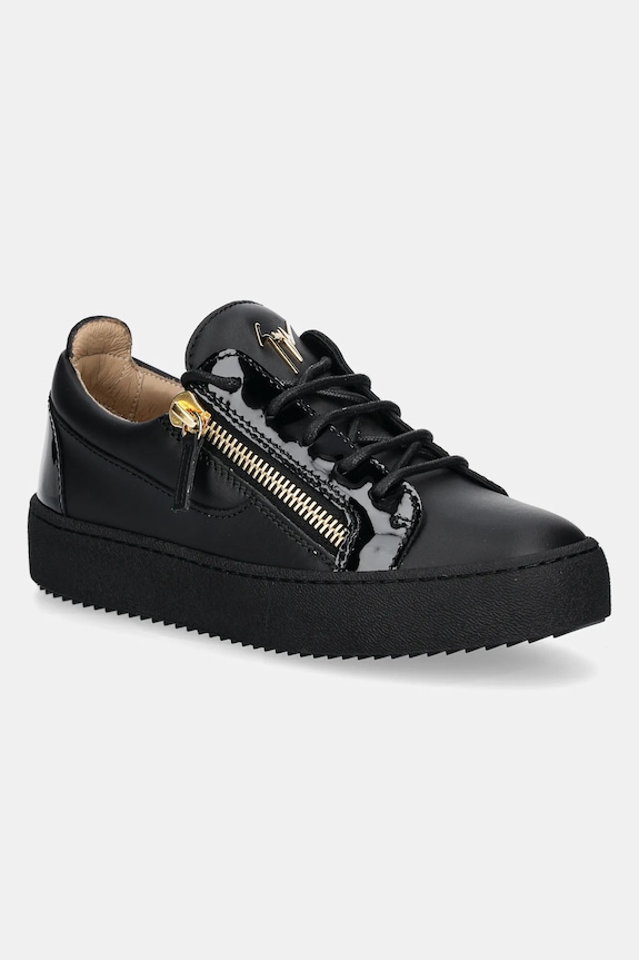 Kožené tenisky Giuseppe Zanotti May London plochá čierna RW00017.008