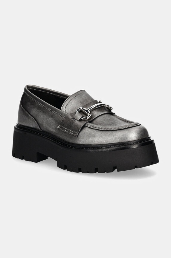 Steve Madden mocasini Occupy piele argintiu SM11003276.PL2