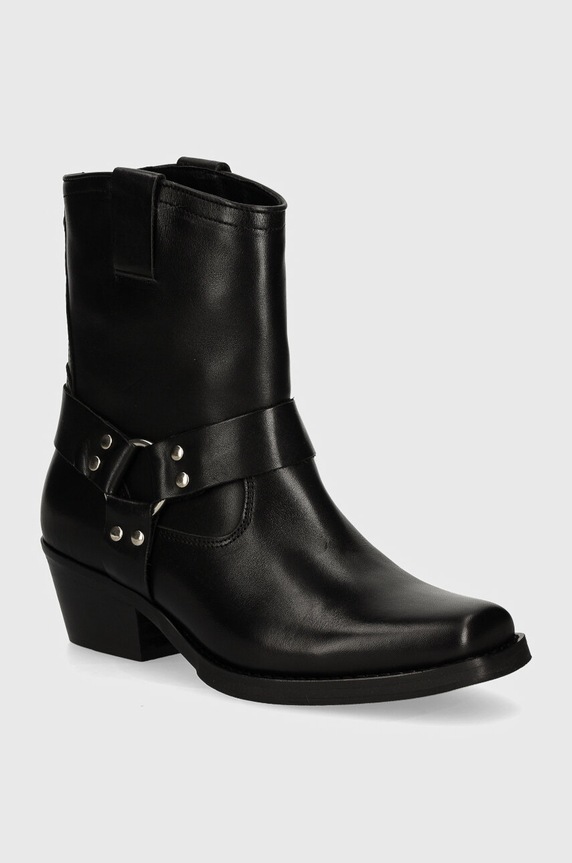 Kožne kaubojske čizme Steve Madden Quintana bez kopčanja crna SM11003295.017