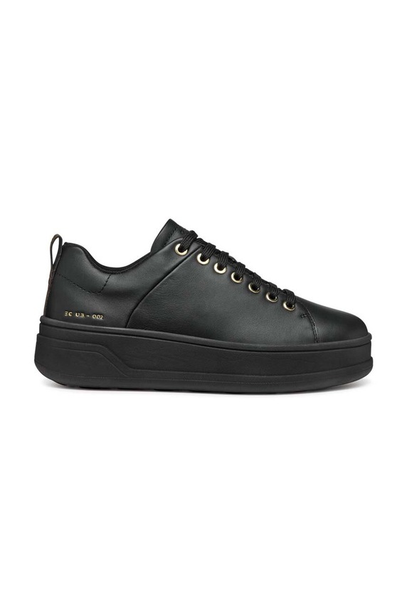 Kožené sneakers boty Geox D SPHERICA ECUB-2 plochá černá D46WVA.00085.C9997