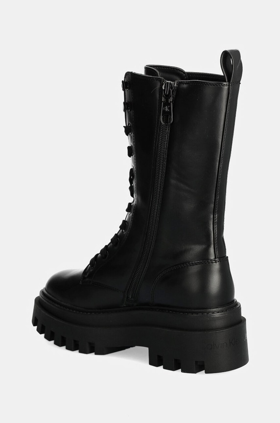 Obuwie Calvin Klein Jeans workery skórzane FLATFORM LACE UP BOOT MG LTH YW0YW01544 czarny