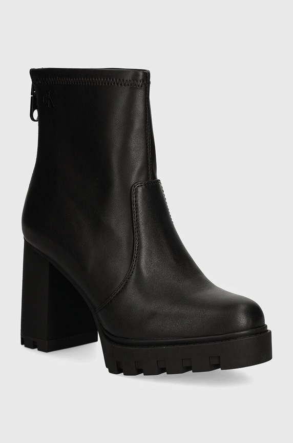 Calvin Klein Jeans botki HEEL PLATFORM ZIP BOOT MG NAPPA słupek czarny YW0YW01546