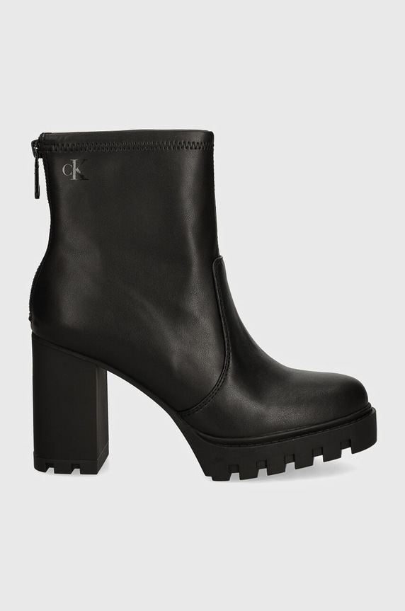 Calvin Klein Jeans botki HEEL PLATFORM ZIP BOOT MG NAPPA YW0YW01546 czarny AW24