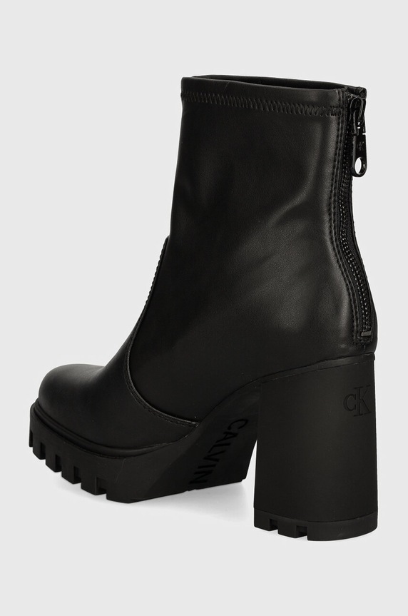 Obuwie Calvin Klein Jeans botki HEEL PLATFORM ZIP BOOT MG NAPPA YW0YW01546 czarny