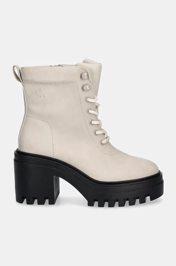 Боти Calvin Klein Jeans CHUNKY HEELED ZIP BOOT LTH YW0YW01548 бежов NC24