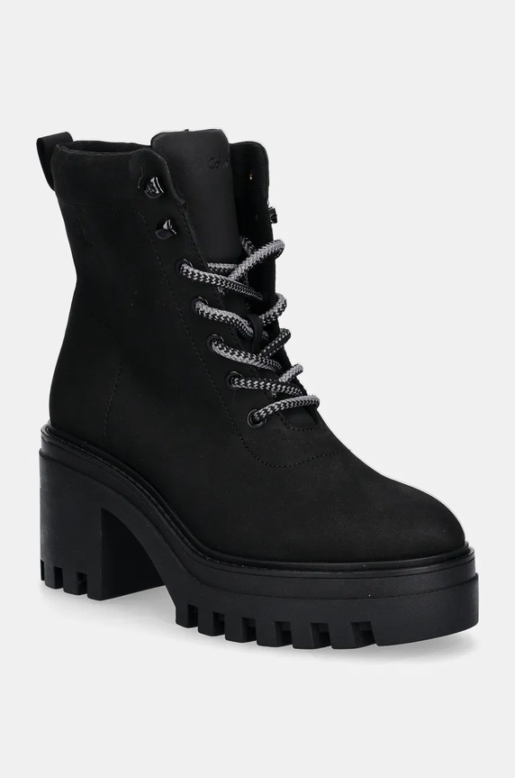 Боти Calvin Klein Jeans CHUNKY HEELED ZIP BOOT LTH без изолация черен YW0YW01548