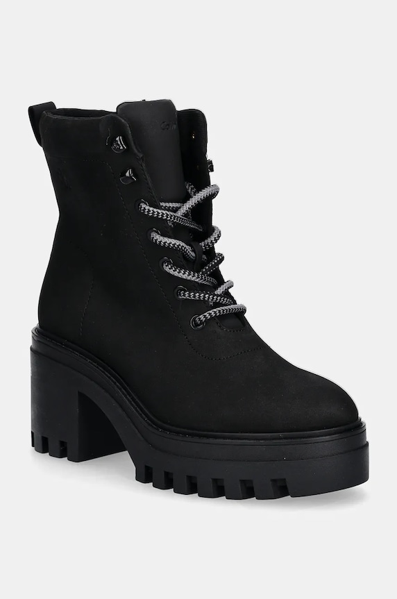 Боти Calvin Klein Jeans CHUNKY HEELED ZIP BOOT LTH без изолация черен YW0YW01548