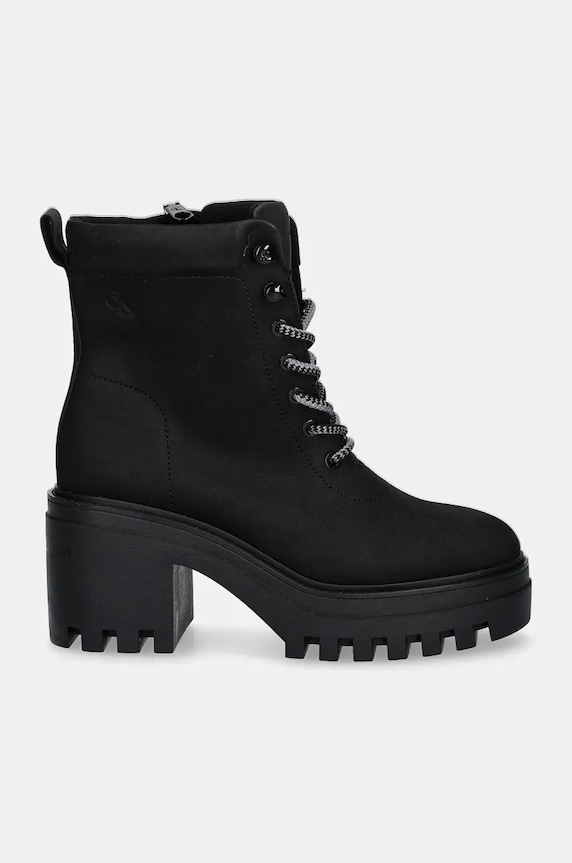 Боти Calvin Klein Jeans CHUNKY HEELED ZIP BOOT LTH YW0YW01548 черен NC24