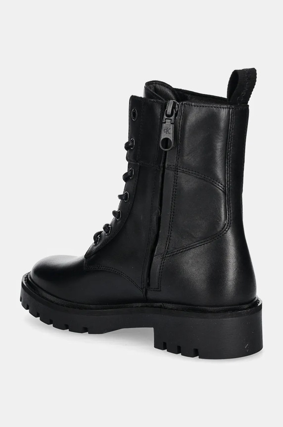 Обувки Кожени кубинки Calvin Klein Jeans COMBAT BOOT MID ZIP LTH IN CALF YW0YW01550 черен