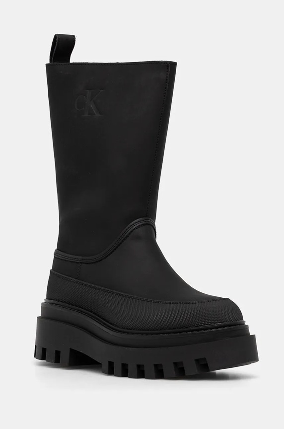 Γαλότσες Calvin Klein Jeans FLATFORM RAINBOOT HIGH MG R μαύρο YW0YW01559