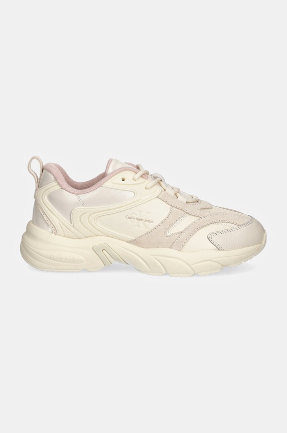 Calvin Klein Jeans sneakersy RETRO TENNIS LOW LACE ML MIX YW0YW01566 beżowy NC24