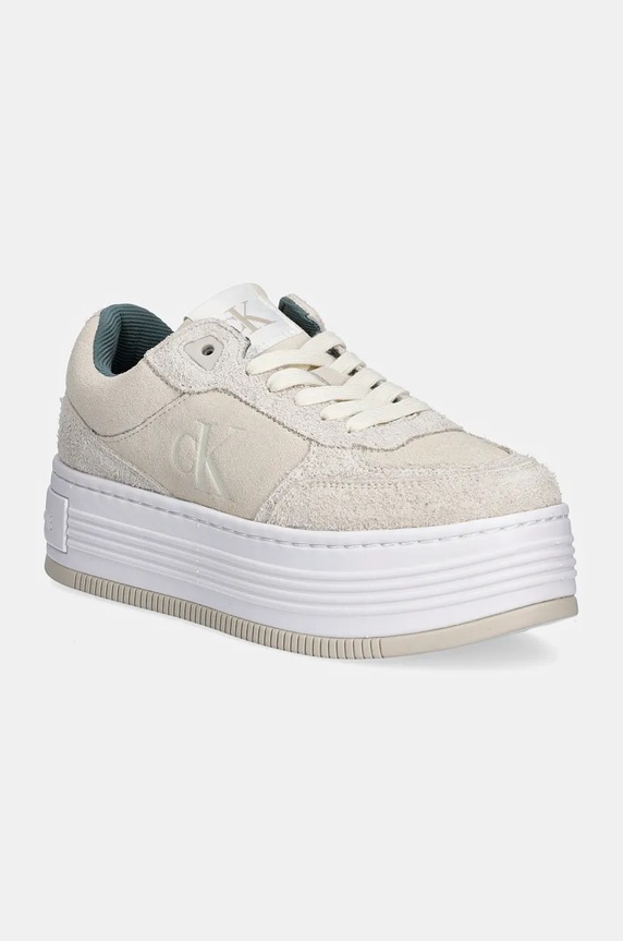 Semišové tenisky Calvin Klein Jeans BOLD PLATF LACEUP LOW MG SUEDE platforma béžová YW0YW01575