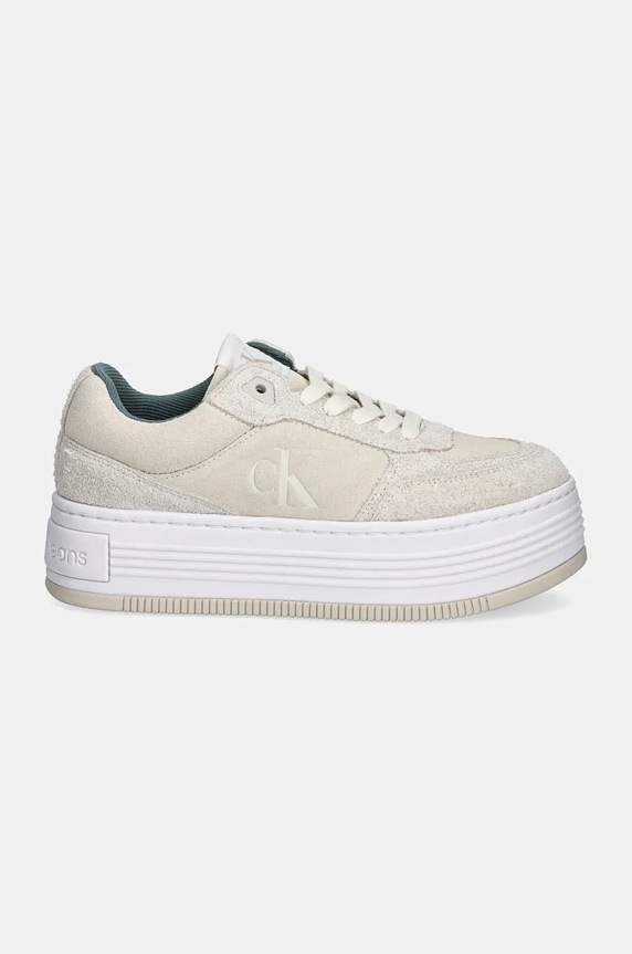 Semišové tenisky Calvin Klein Jeans BOLD PLATF LACEUP LOW MG SUEDE YW0YW01575 béžová NC24