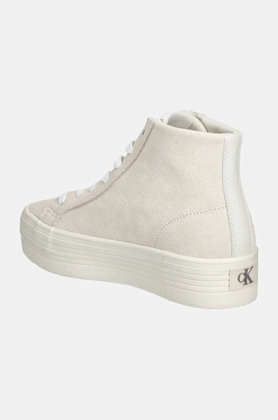 Boty Semišové tenisky Calvin Klein Jeans VULC FLATFORM LACEUP MID MG S YW0YW01584 béžová