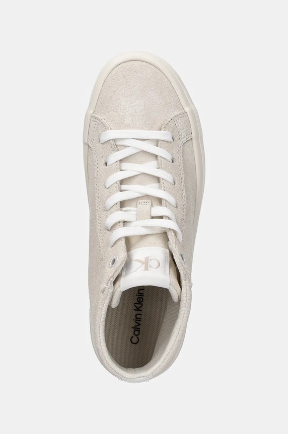 Semišové tenisky Calvin Klein Jeans VULC FLATFORM LACEUP MID MG S béžová YW0YW01584