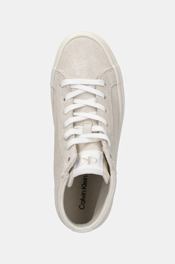 Semišové tenisky Calvin Klein Jeans VULC FLATFORM LACEUP MID MG S béžová YW0YW01584