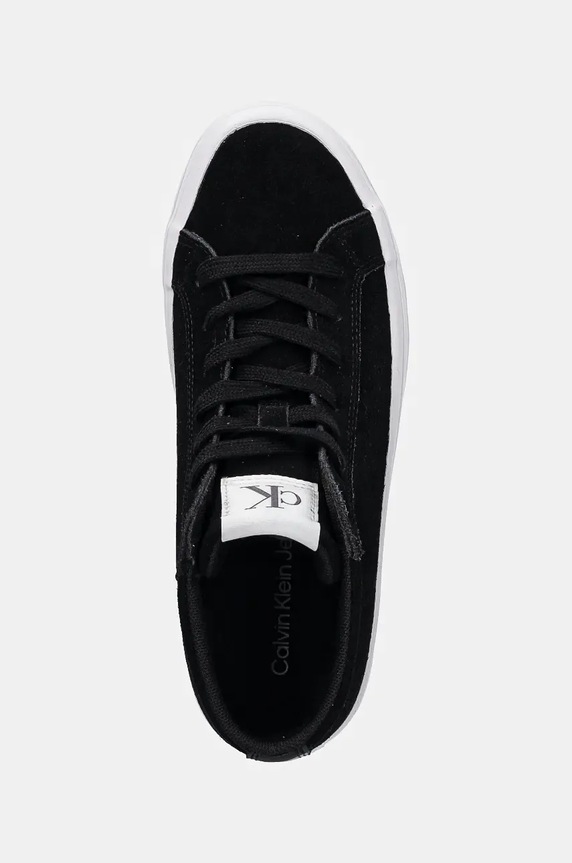 Calvin Klein Jeans velúr teniszcipő VULC FLATFORM LACEUP MID MG S fekete YW0YW01584