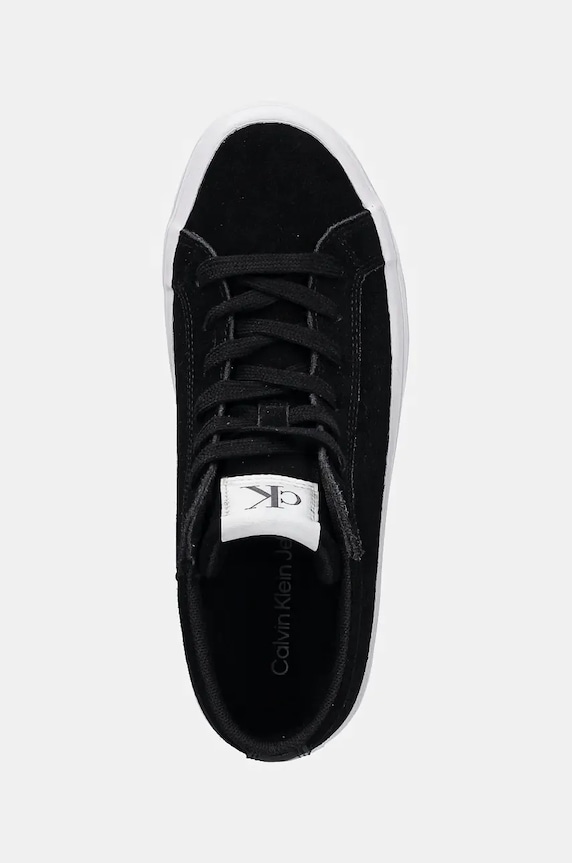 Calvin Klein Jeans velúr teniszcipő VULC FLATFORM LACEUP MID MG S fekete YW0YW01584