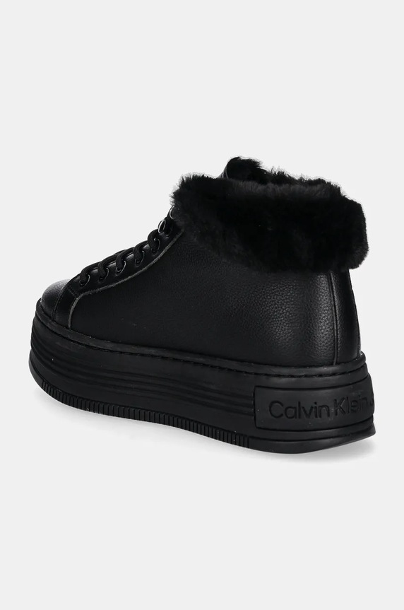 Boty Kožené boty Calvin Klein Jeans BOLD PLATF LOW LACEUP MG LTH YW0YW01590 černá