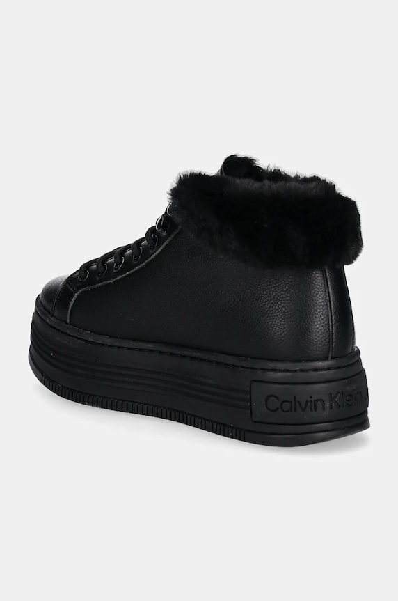 Boty Kožené boty Calvin Klein Jeans BOLD PLATF LOW LACEUP MG LTH YW0YW01590 černá