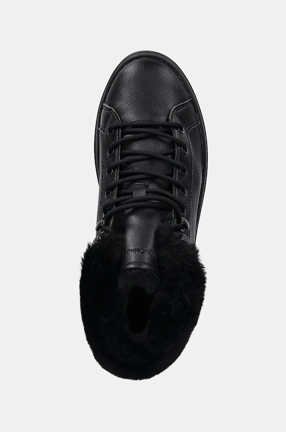 Kožené boty Calvin Klein Jeans BOLD PLATF LOW LACEUP MG LTH černá YW0YW01590