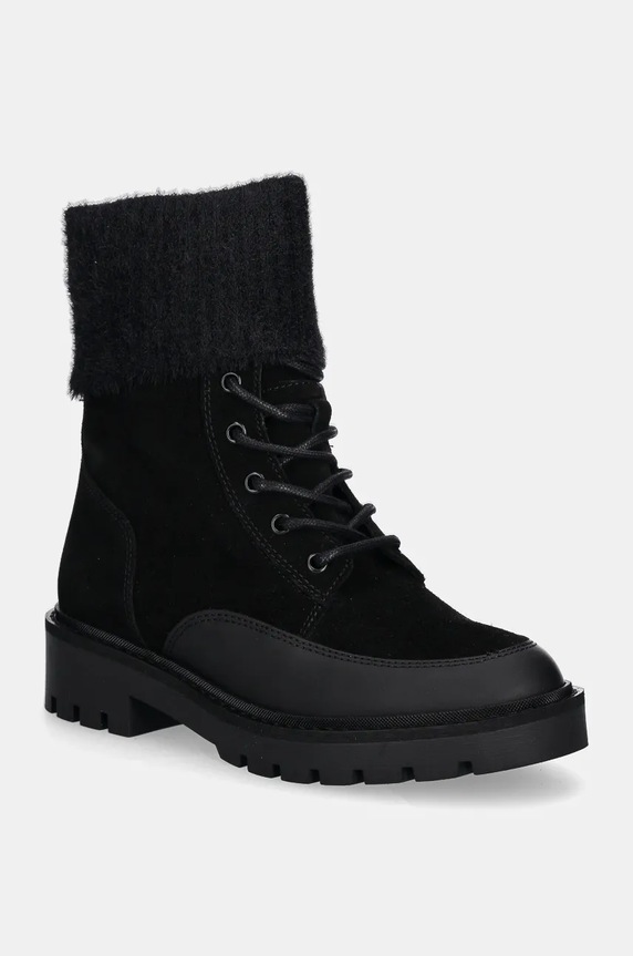 Gležnjače Calvin Klein Jeans COMBAT MID LACE UP BOOT WL na vezanje crna YW0YW01599