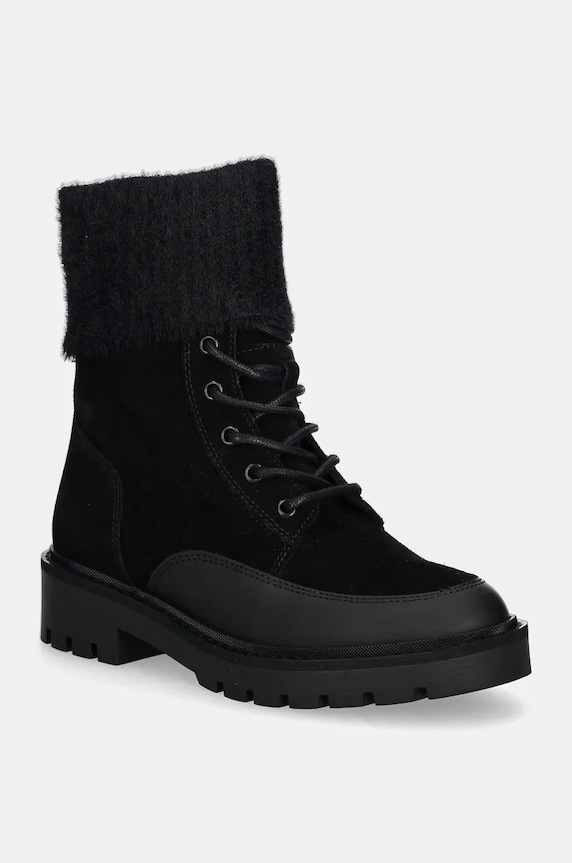 Gležnjače Calvin Klein Jeans COMBAT MID LACE UP BOOT WL na vezanje crna YW0YW01599